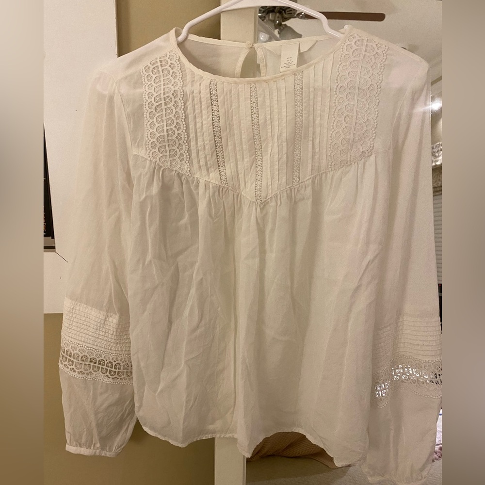 White Lace Detailed Blouse